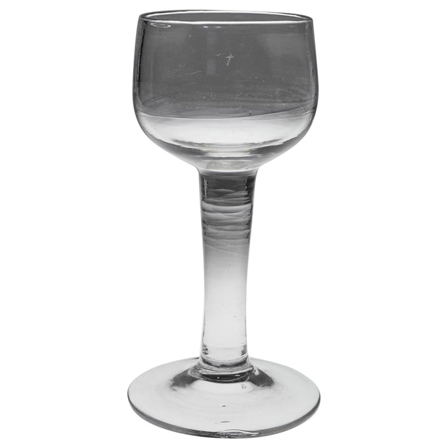 Rare Georgian Cup Bowl Plain Stem Mead Glass, c1750 For Sale