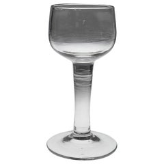 Antique Rare Georgian Cup Bowl Plain Stem Mead Glass, c1750