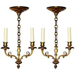 Pair of French Two-Light Chandeliers