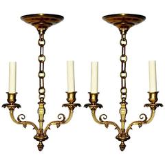 Pair of French Two-Light Chandeliers 1