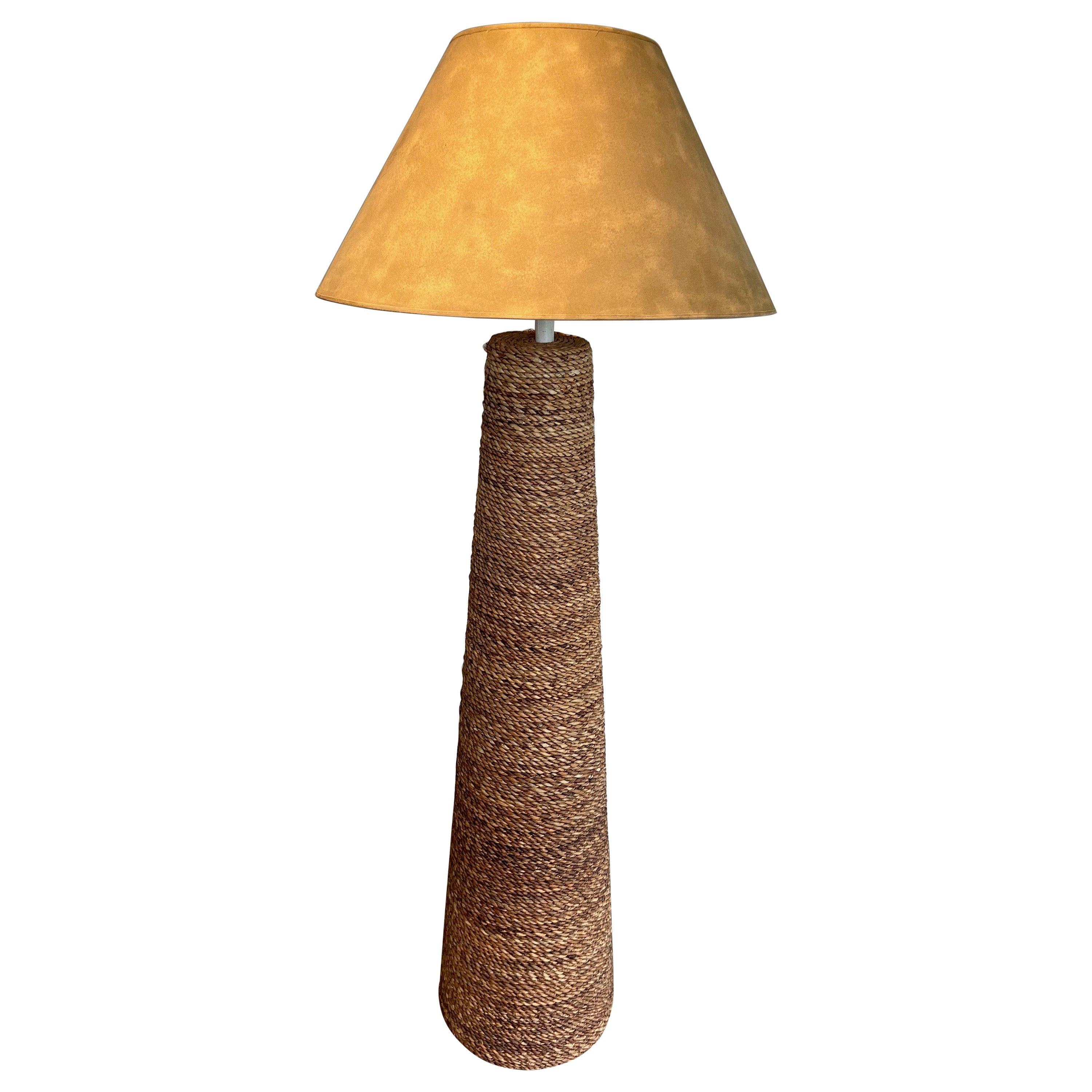 Conical rope Floor Lamp in the style of Audoux Minet For Sale
