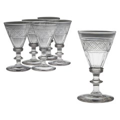 Used Set of 6 Finely-Cut Regency Waterford Dram Glasses, c1825