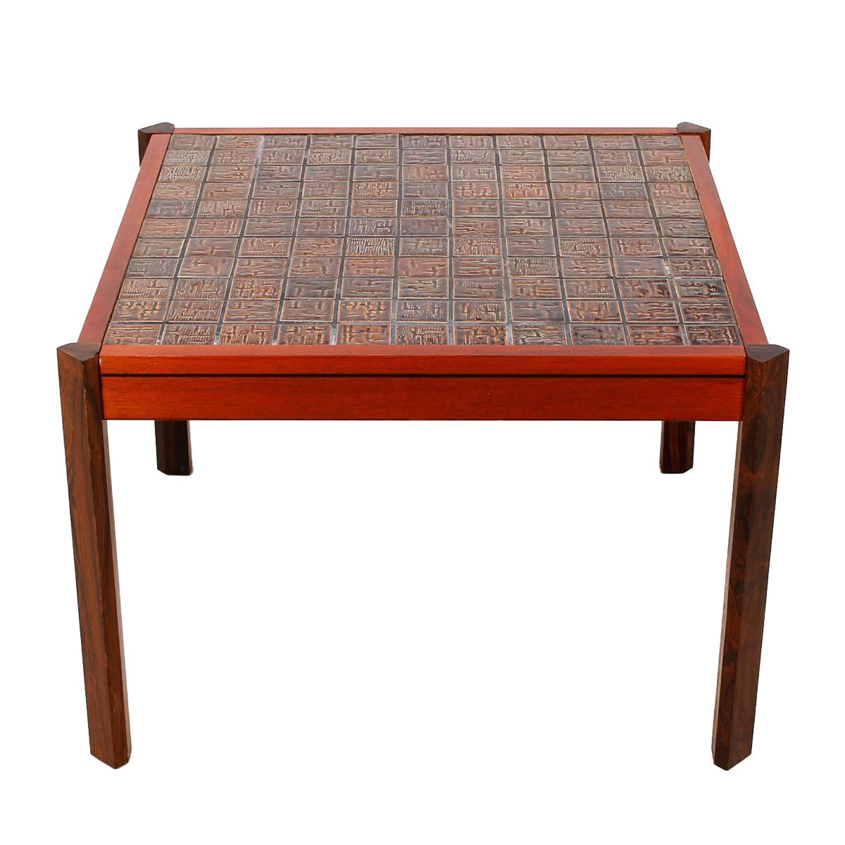 Danish Modern Accent Table with Tile Top For Sale