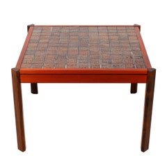 Danish Modern Accent Table with Tile Top