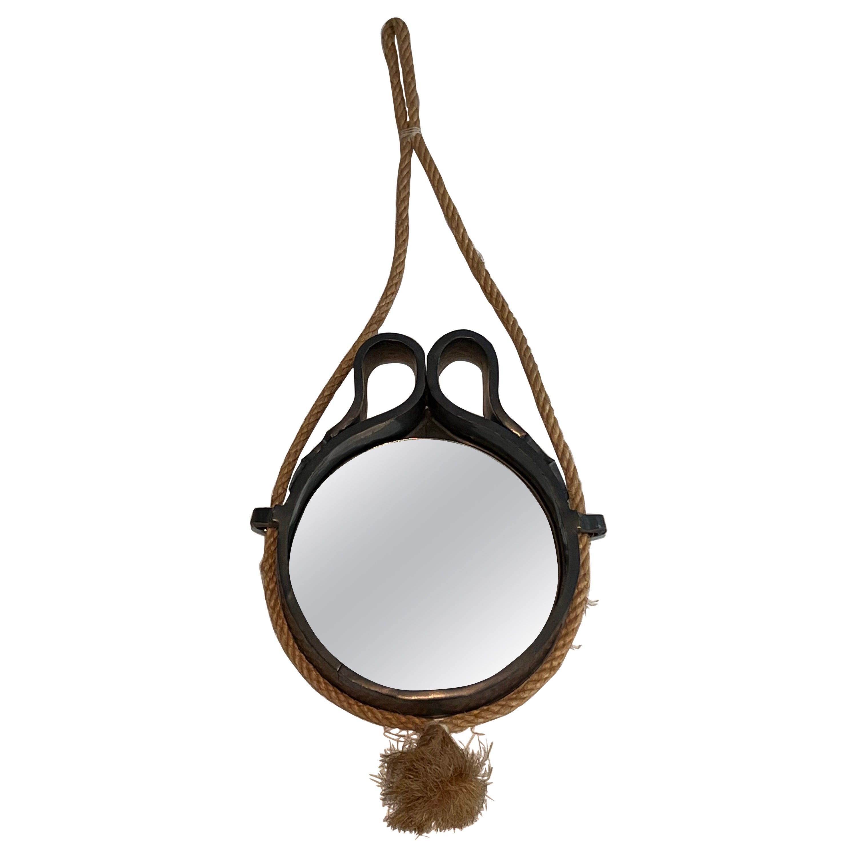 Small Ceramic and Rope Mirror For Sale