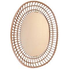 Retro Wall mirror, design SANTAMBROGIO & DE BERTI. Bamboo wood. Italy, 60s