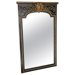 Antique 19th Century Very Large Quality Ebonized and Gilt Floor Wall Mirror