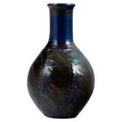 Kähler, Large Ceramic Vase with Floral Decoration in Cow Horn Technique, 1930s