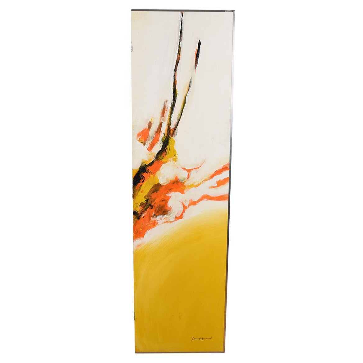 Mid-Century Modern Abstract Large Painted Screen Room Divider For Sale