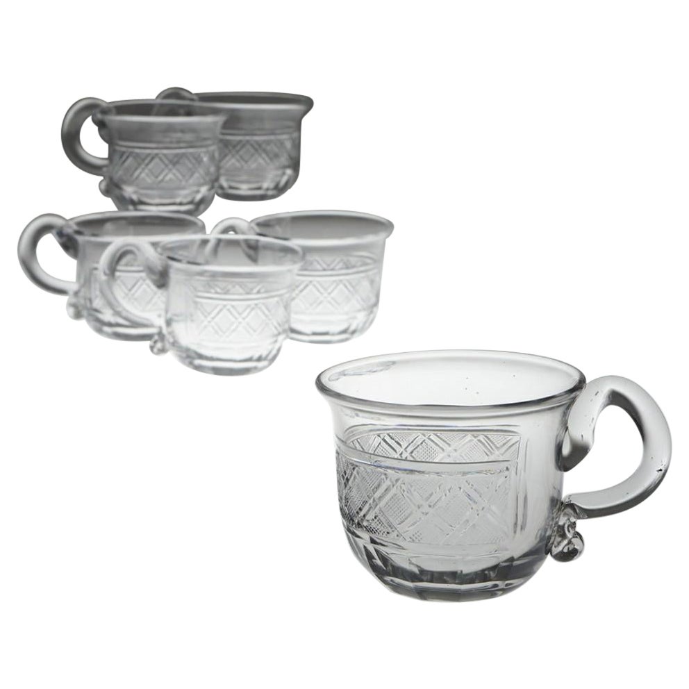 Set of 6 Finely-Cut Regency Waterford Custard Cups, c1825 For Sale