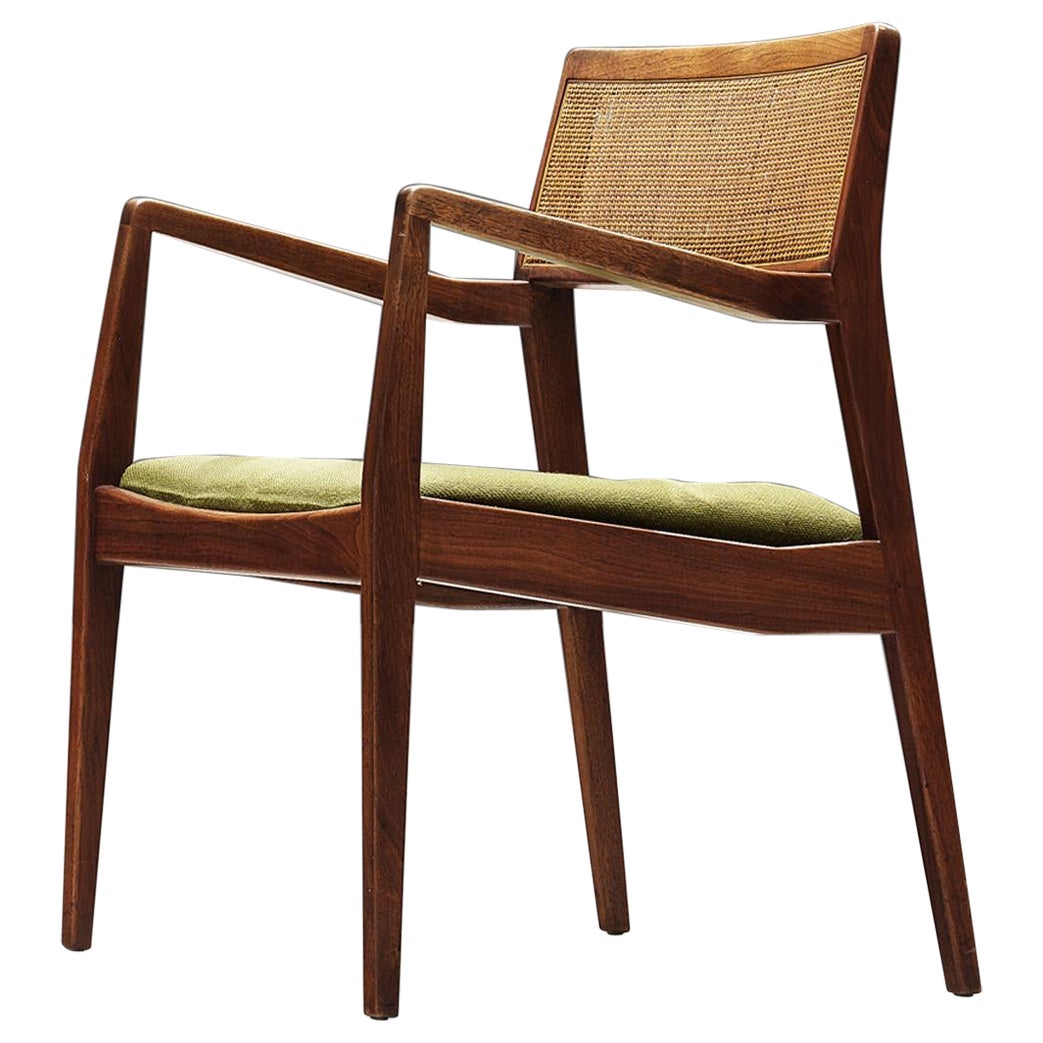 Jens Risom 'Playboy' Armchair in Walnut and Cane 