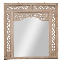 19th Century Antique Mirror with Carved Wooden Frame