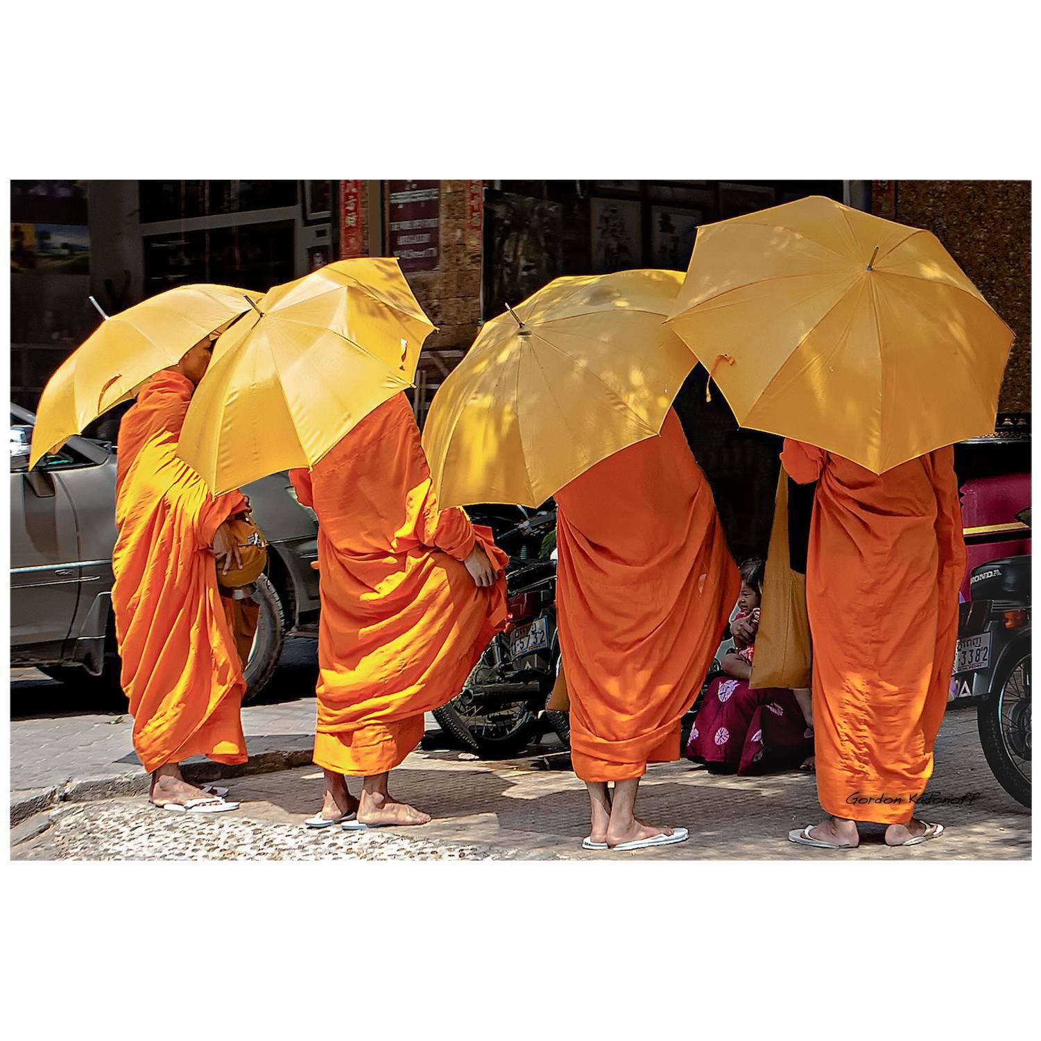 Cambodian Monks Moving on Photograph