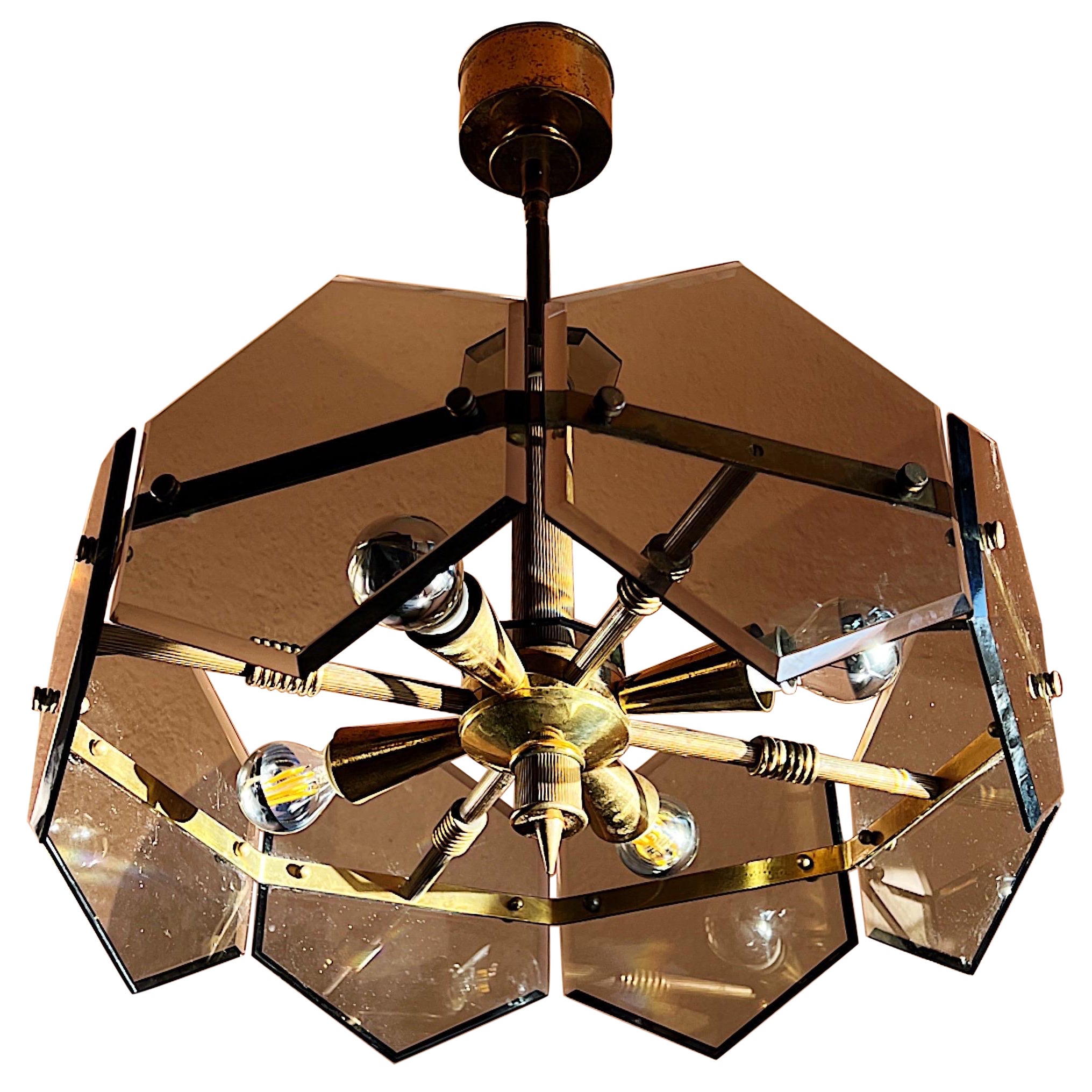 Lustre des années 1960 conçu par Gino Paroldo pour Fontana arte