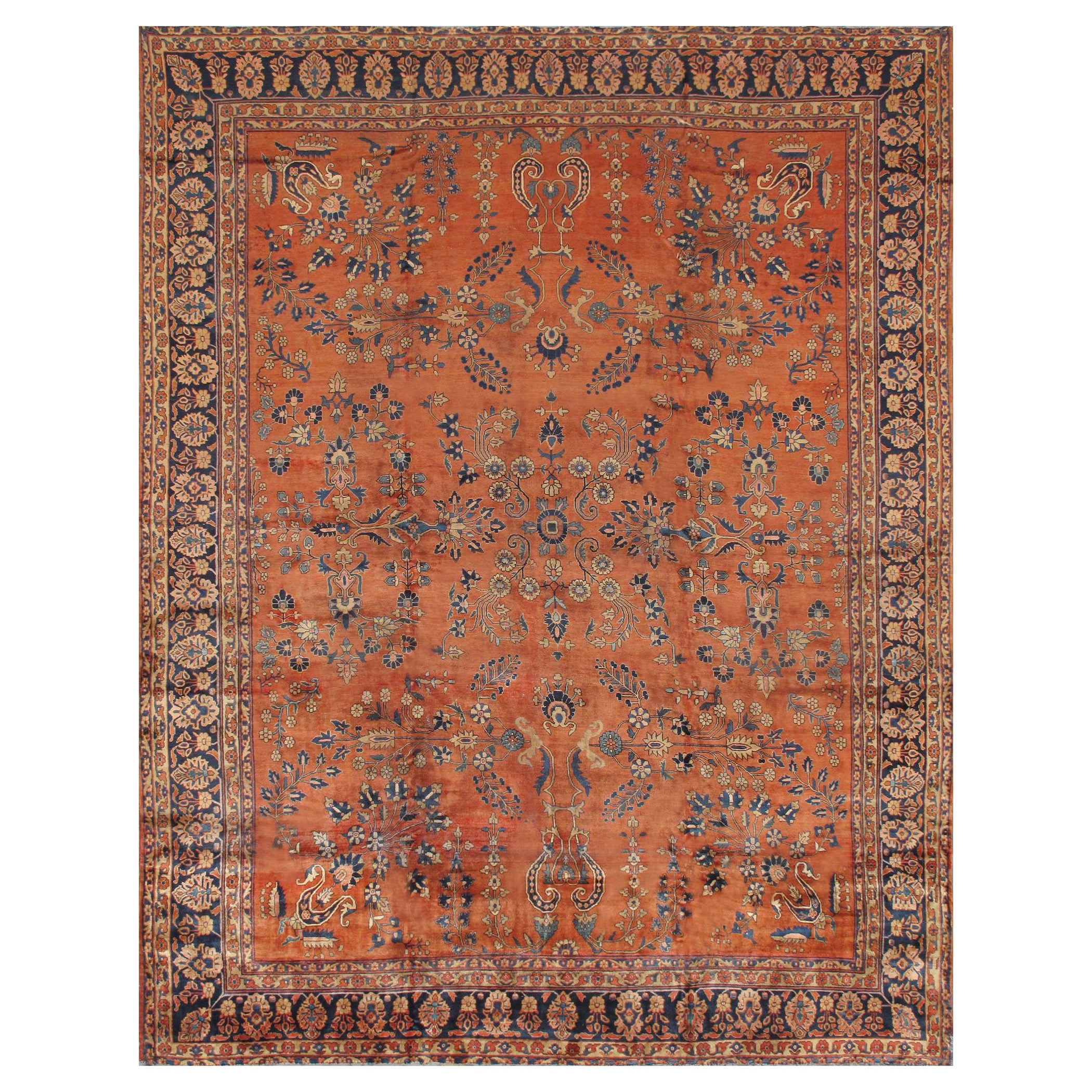 Pasargad Home Antique Persian Sarouk rug 10 ft 5 in x 13 ft 6 in For Sale