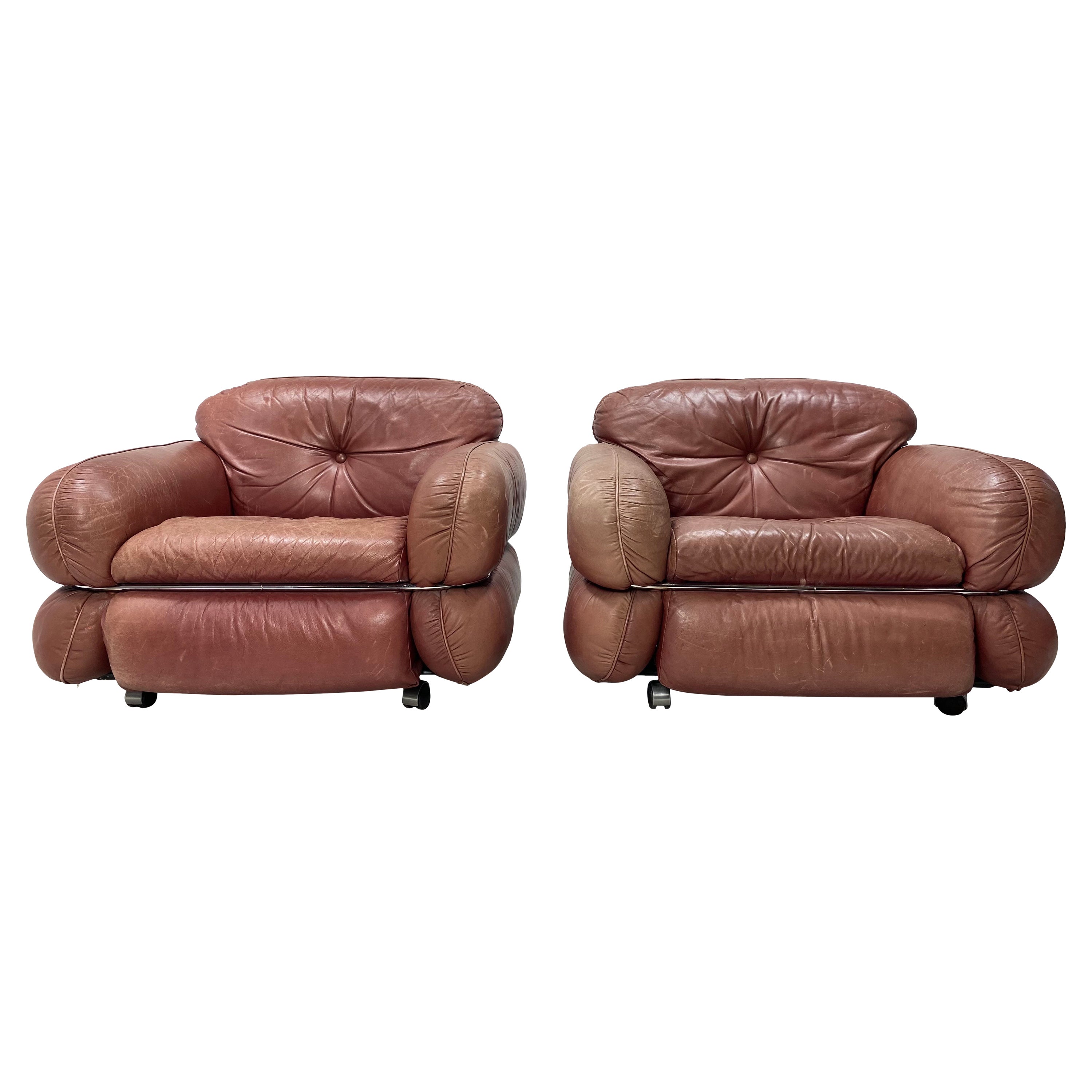 Pair of 1970’s Leather Lounge Chairs by Kurt Hvitsjö