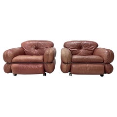 Pair of 1970’s Leather Lounge Chairs by Kurt Hvitsjö