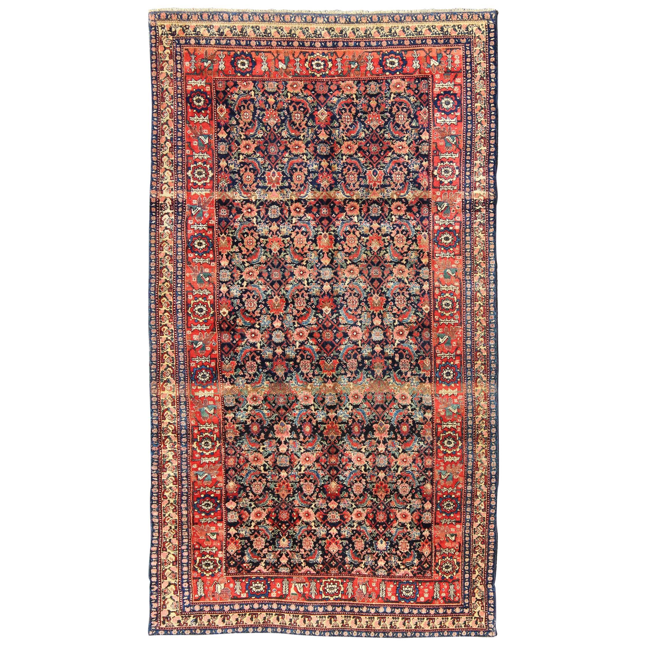 Antique Persian Gallery Bidjar Rug with Lattice-Work Design For Sale