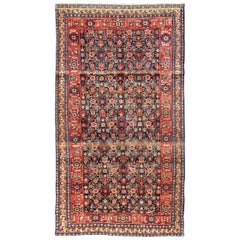 Antique Persian Gallery Bidjar Rug with Lattice-Work Design