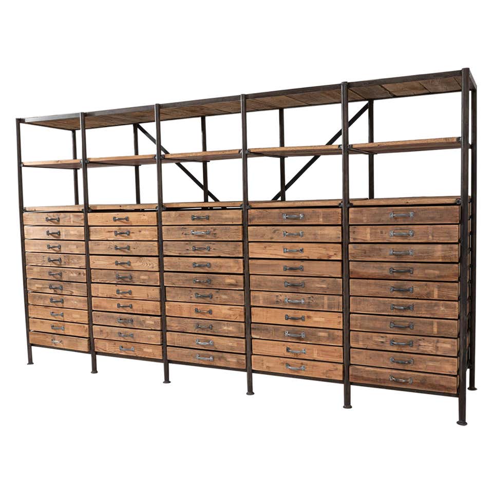 Vintage Industrial Four Tier Cast Iron Table Factory Shelving Storage ...