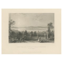 Antique Print of the Terrace of Château Wolfsberg, Switzerland, 1836