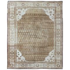 Oushak Kars Turkish Rug with Neutral Colors