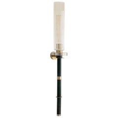 21st C Contemporary Marine Breynaert Wall Sconce Lamp Brushed Brass Glass Green
