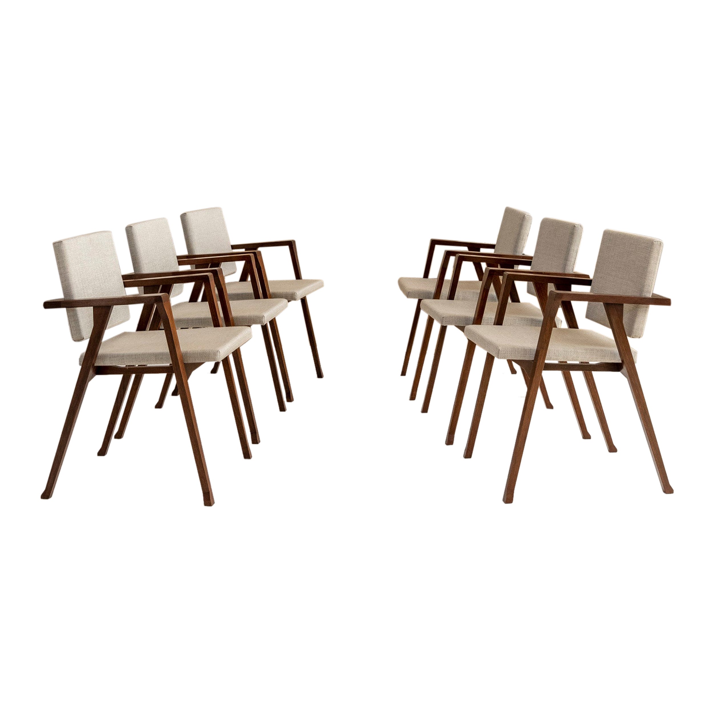 Set of 6 Italian Midcentury Chairs "Luisa" by Franco Albini