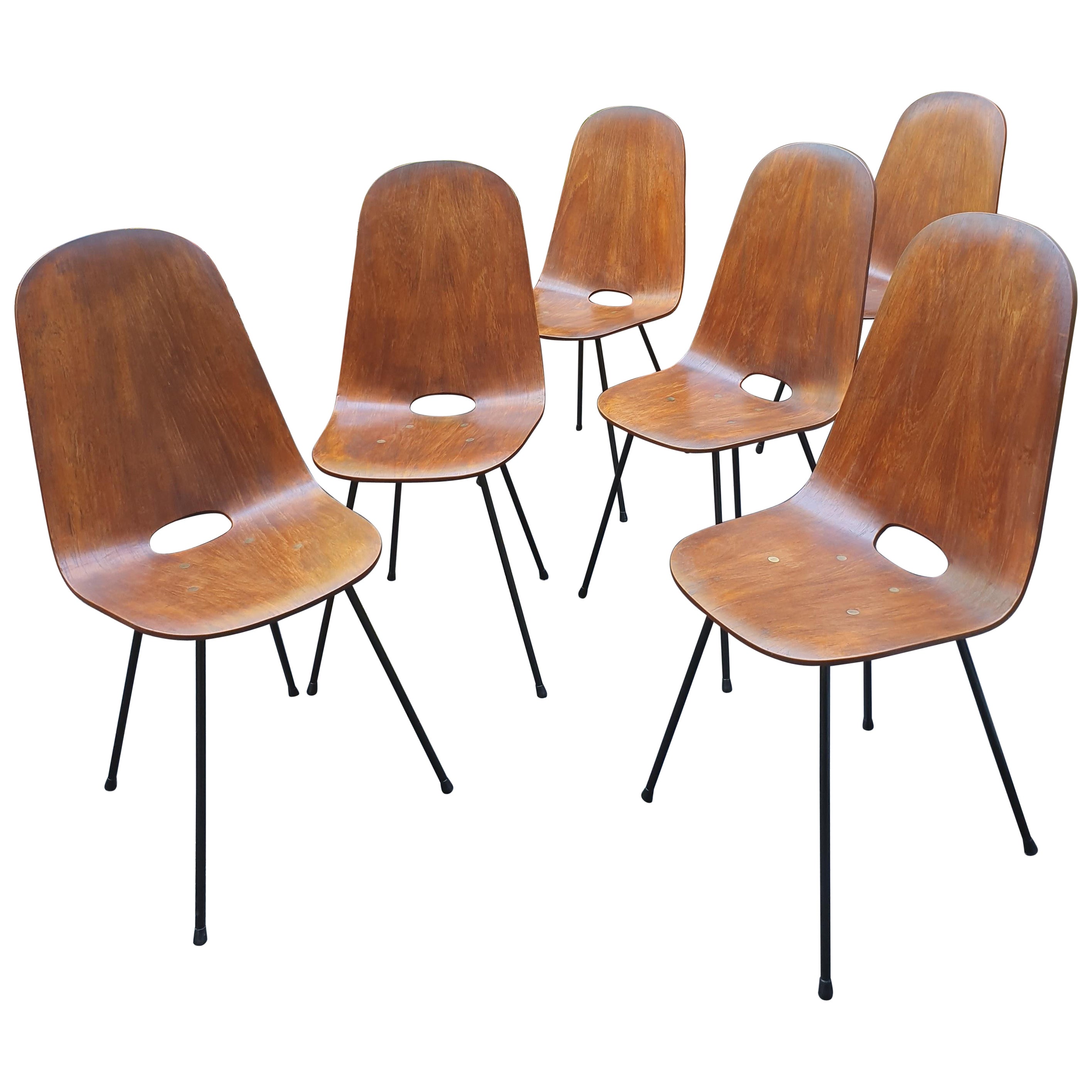 Set of Six Mid-Century Modern Chairs by  For Sale