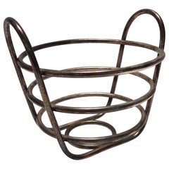 Postmodern Sheffield Plated Metal Fruit Basket by Lino Sabattini, Marked, Italy