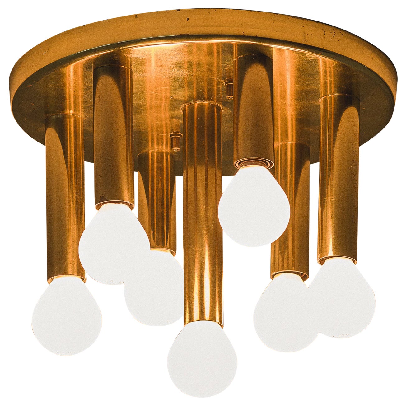 Vintage Brass Ceiling Lamp, Enrico Furio Modern Design, Dominici, Brazil, 1960 For Sale