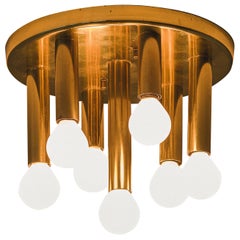 Vintage Brass Ceiling Lamp, Enrico Furio Modern Design, Dominici, Brazil, 1960
