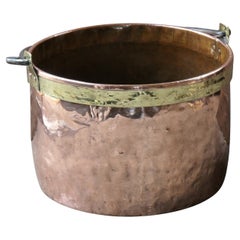 18th Century Antique Dutch Polished Copper Firewood Basket