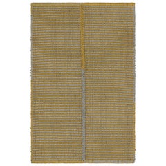 Rug & Kilim’s Contemporary Kilim in Gold and Sky Blue Stripes with Brown Accents