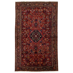 1930er Jahre Persisch Bachtiari Handgefertigt Wolle Teppich Rosette Motiv In Rot