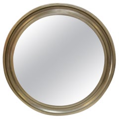 Mid-Century Modern French Round Chrome Wall Mirror