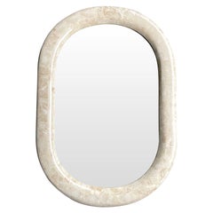 1970s Oval Mirror by Maitland Smith with Tessellated Marble Frame