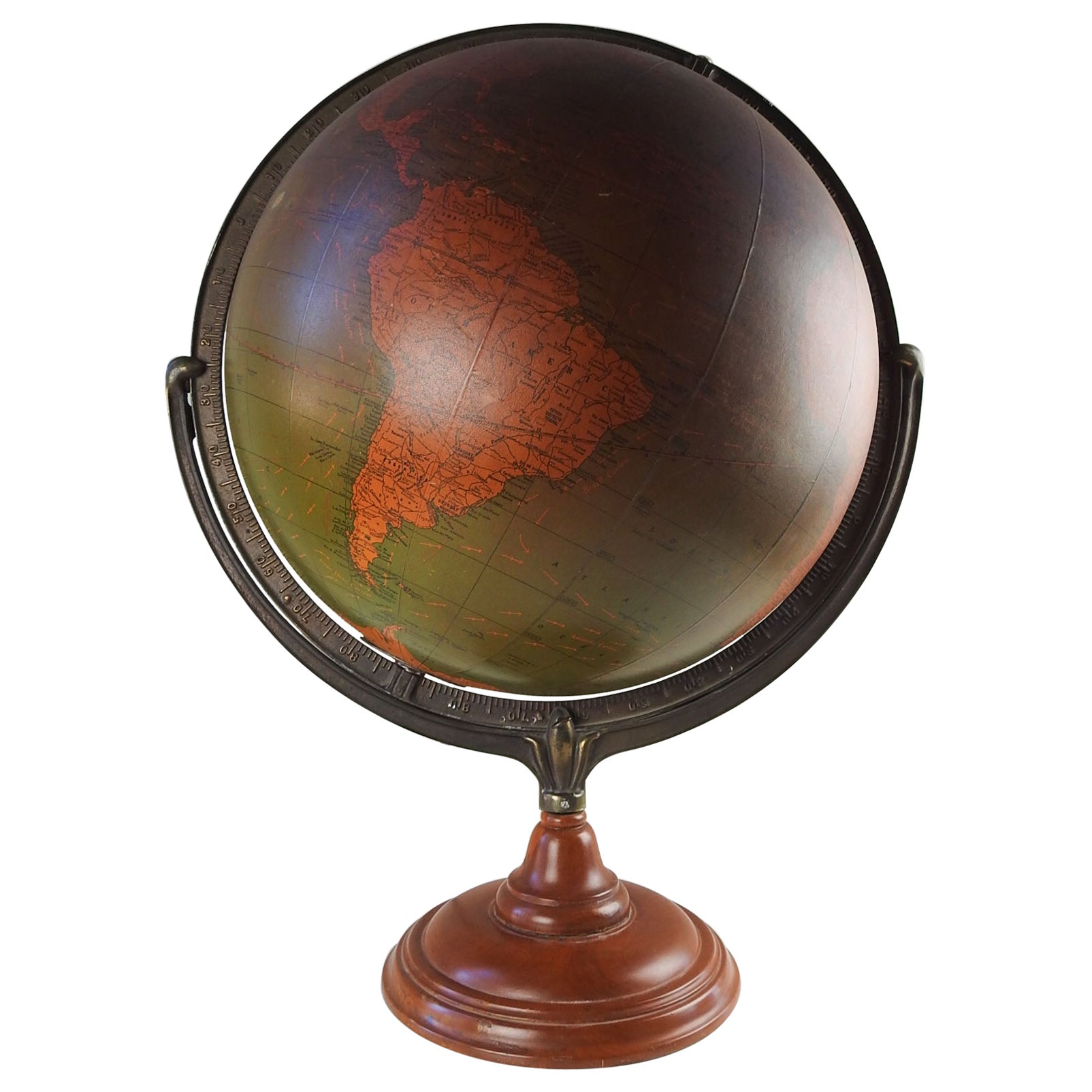 Large Vintage Illuminated Glass Globe For Sale