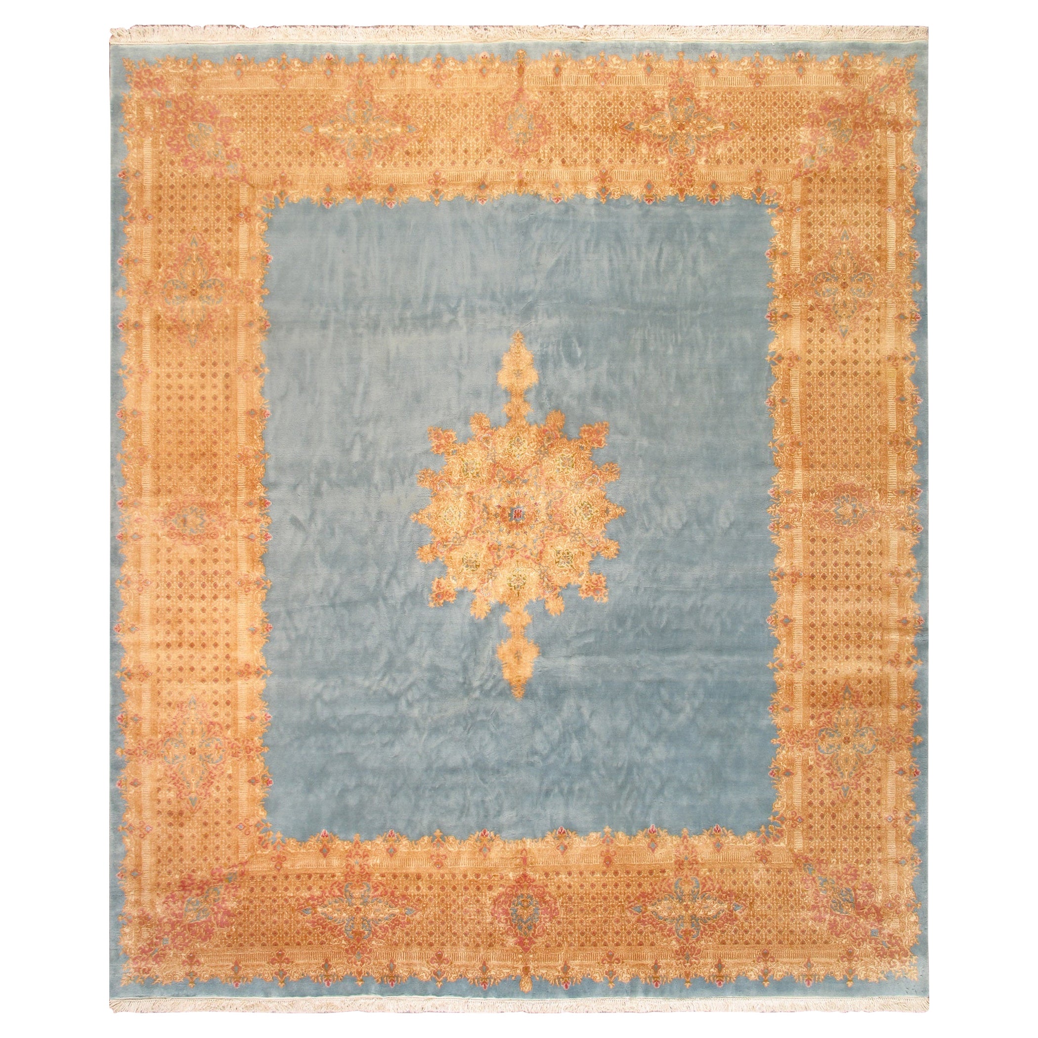 Pasargad Home S. Antiker Aserbaidschanischer L. Teppich aus blauer Lammwolle-11' 9" X 13' 8"