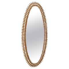 Vintage Olaf von Bohr Per Bonacina Rattan and Wicker Wall Mirror, 1960