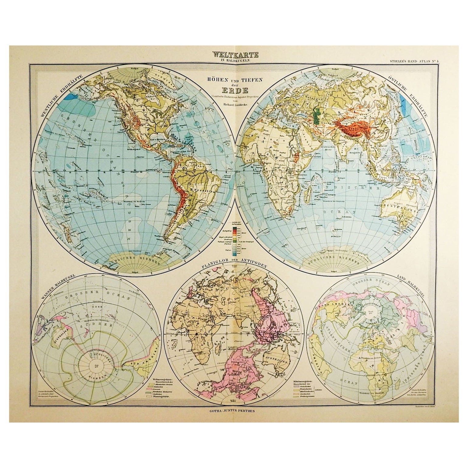 Cartes Atlas 100 Stielers Hand des années 1900