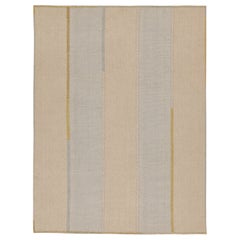 Rug & Kilim’s Contemporary Kilim in Beige, Blue & Gold Stripes