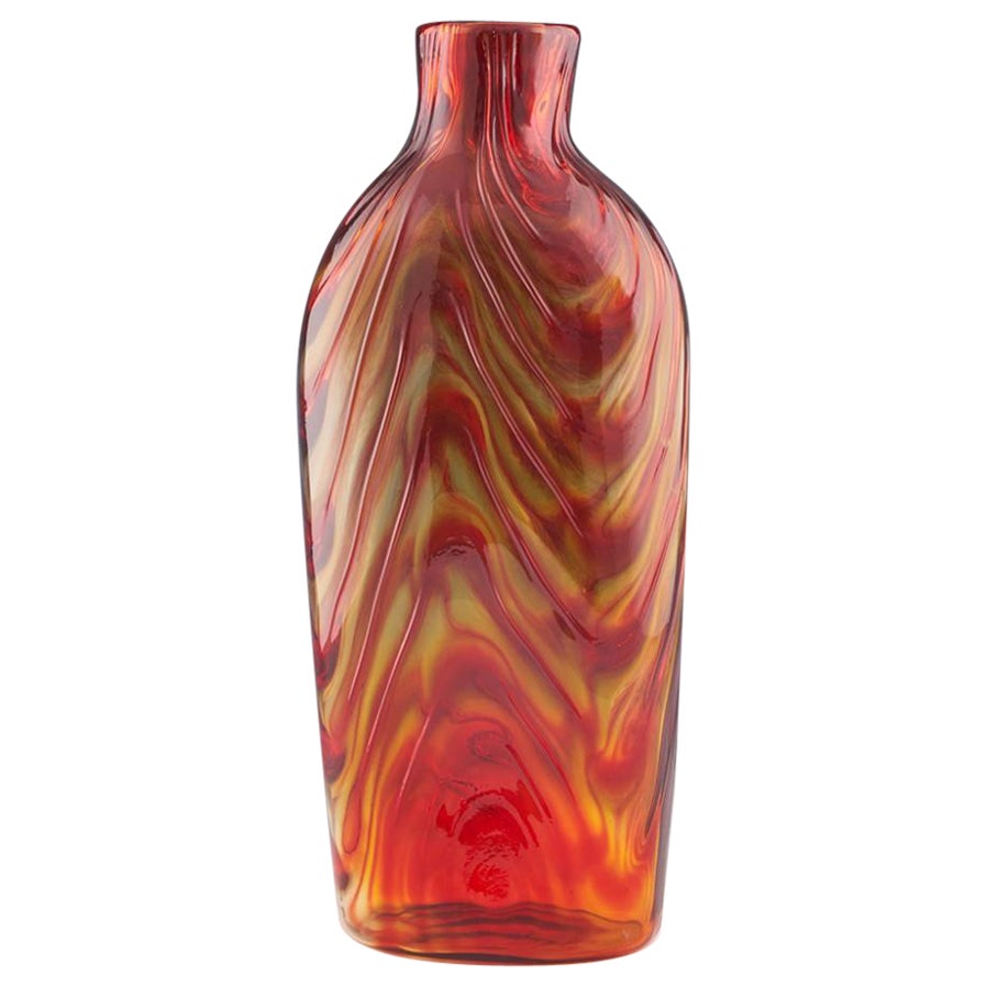 Signed Pavel Hlava Chlum Garnet Glass Bottle Vase, c1975 For Sale