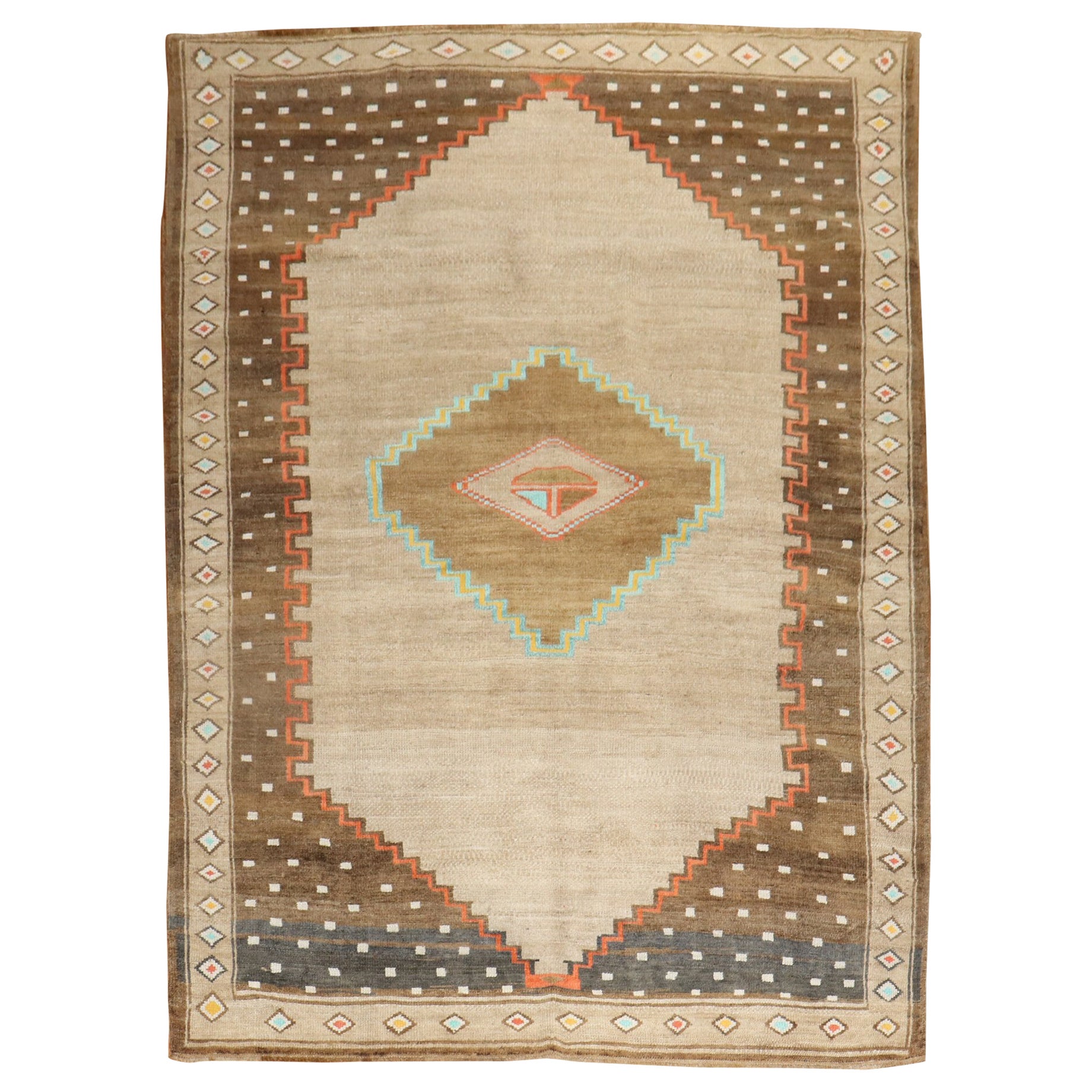 Zabihi Collection Geometric Vintage Turkish Room Size Rug For Sale