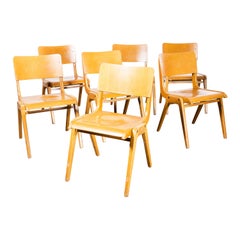 Vintage 1950s Casala Honey Beech Stacking Dining Chair, Set of Seven