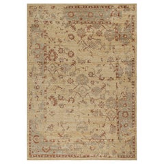 Rug & Kilim’s Oushak Style Rug in Gold, Red & Green Floral Patterns