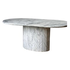 20th Century Carrara Marble Oblong Dining Table 
