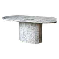 20th Century Carrara Marble Oblong Dining Table