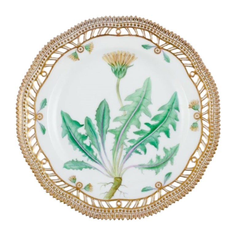 Royal Copenhagen, Flora Danica, Openwork Lunch Plate with Dandelion For Sale