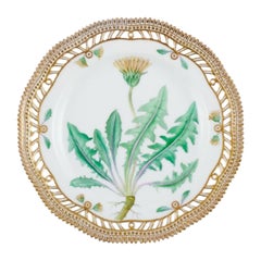 Antique Royal Copenhagen, Flora Danica, Openwork Lunch Plate with Dandelion